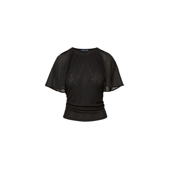 Veronica Beard 'Arisa' Black Chiffon-Sleeve Blouse Size M - Picture 1 of 5